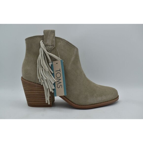 TOMS Women TOMS Womens Size 8 Constance Dune Suede Fringe Heeled Western Booties Boots